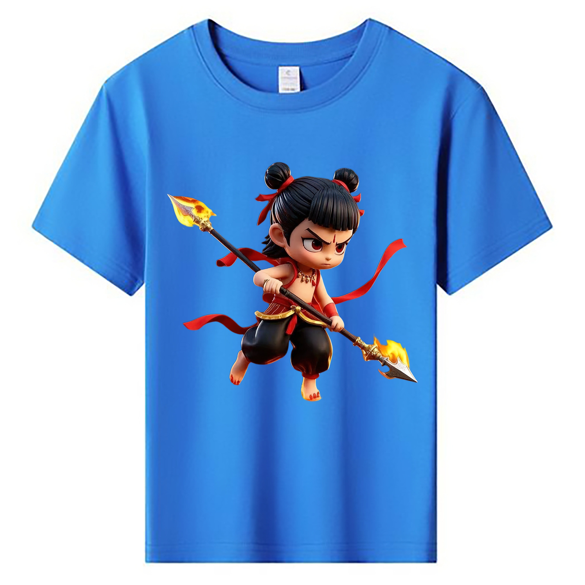（画像用） Ne Zha 2 ナタ 魔童の大暴れ 綿100％キッズTシャツ（フロントプリント）